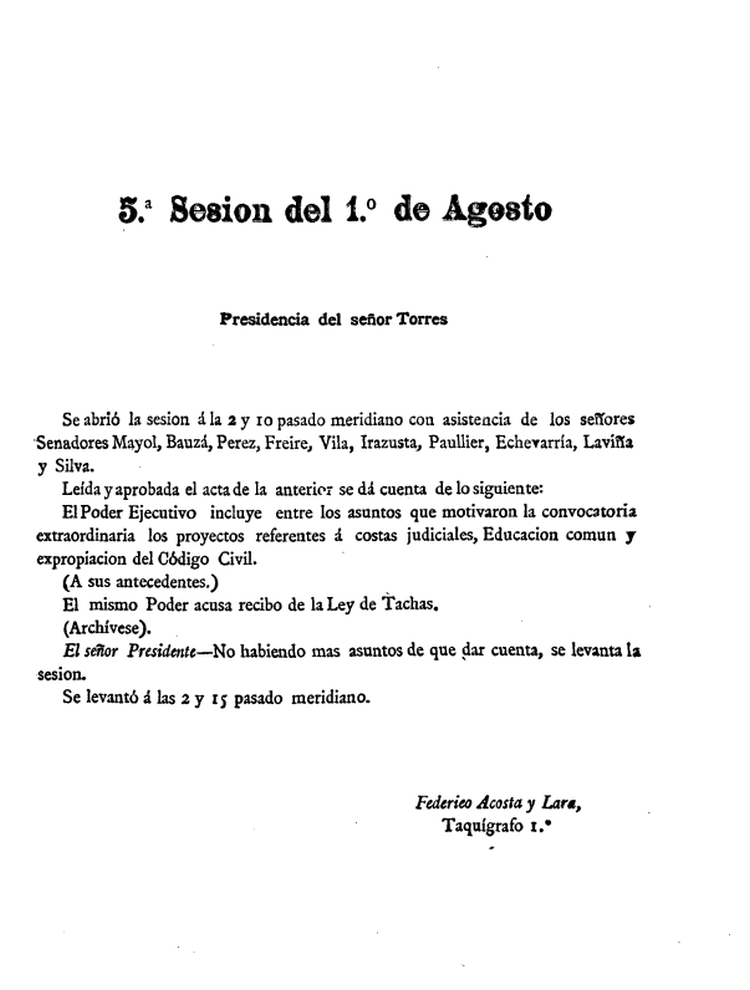 DIARIO DE SESIONES DE LA CAMARA DE SENADORES del 01/08/1887